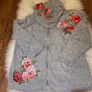 Inc soft large embroidered zip hoodie large